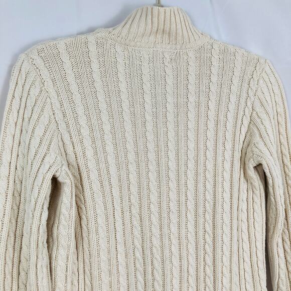 Croft & Barrow Womens S Cream Cable Knit Fisherman Quarter Zip Sweater Ski - Picture 8 of 9